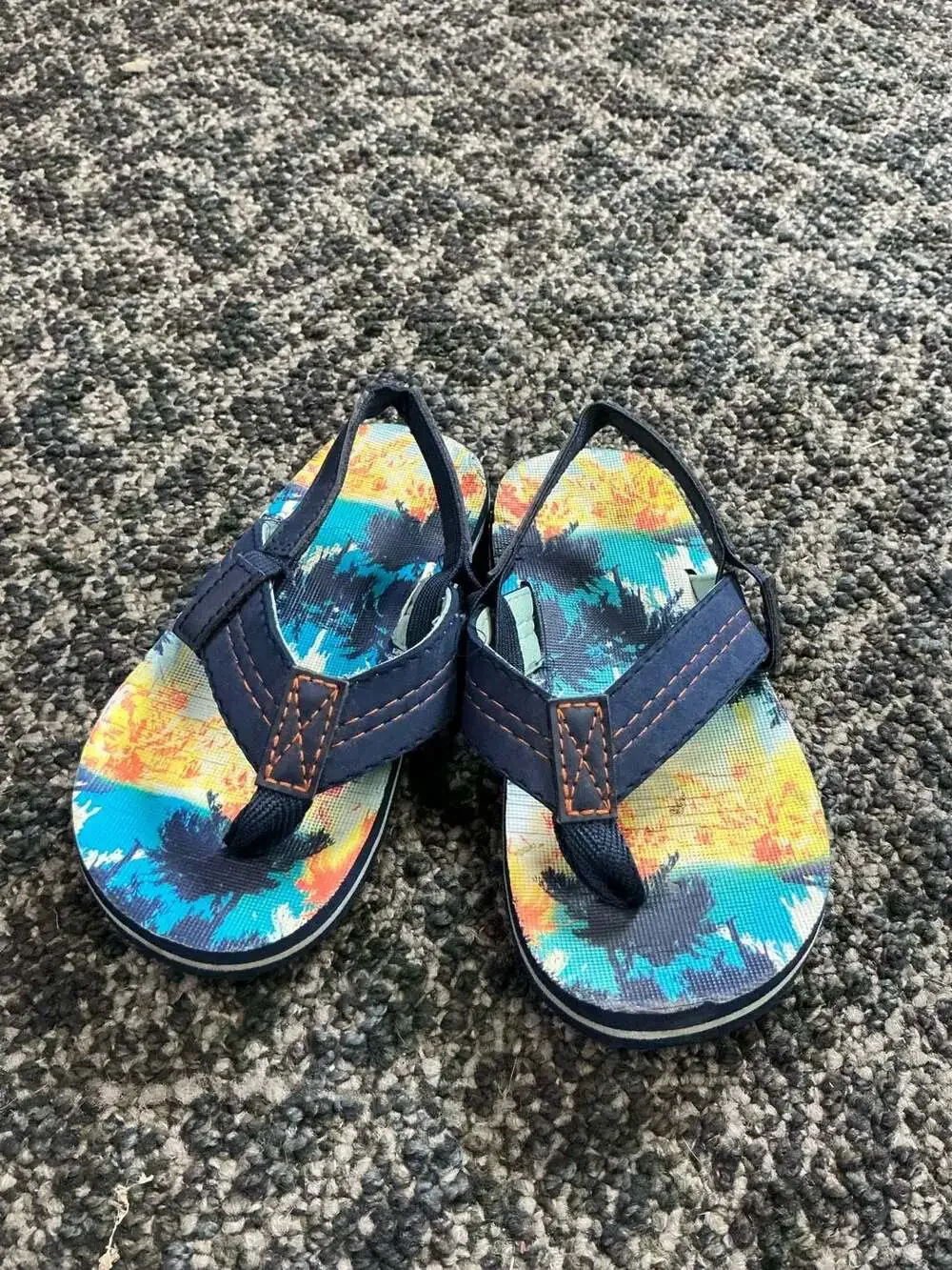 Wonder Nation Boys Palm Tree Print Flip Flop Sandals with Back Strap